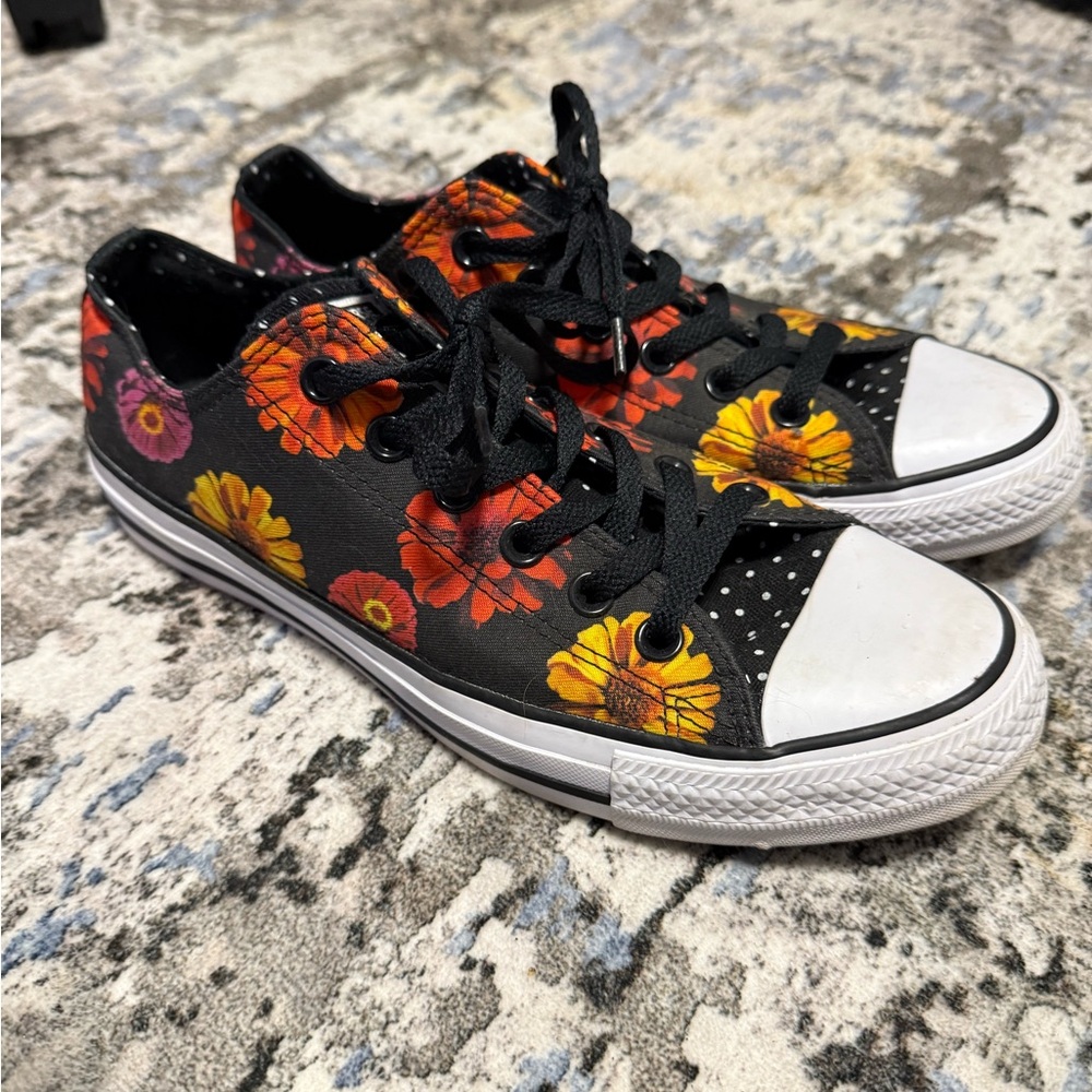 Floral Black Canvas Sneakers